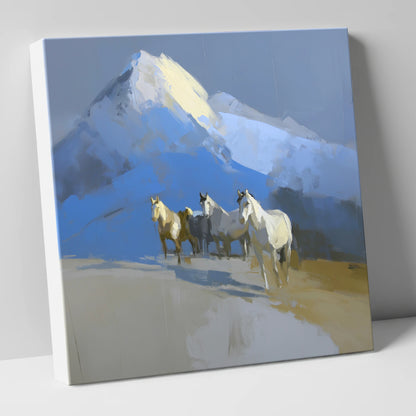 Sunlit Alpine Herd horse landscape canvas wall art