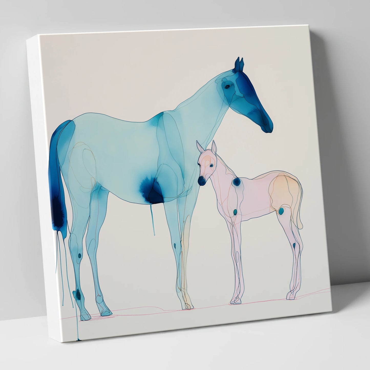 Cerulean Bond mare & foal canvas wall art