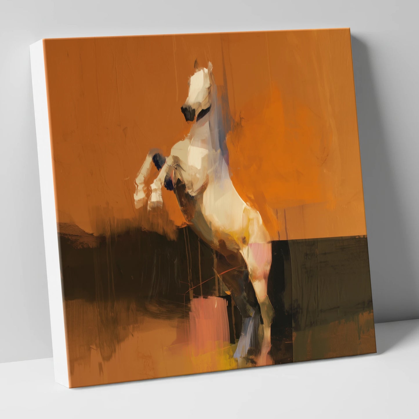 Rise in Ochre horse portrait canvas wall art