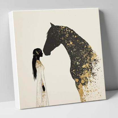 Gilded Bond horse & rider canvas wall art