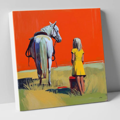 The Yellow Dress horse & rider canvas wall art