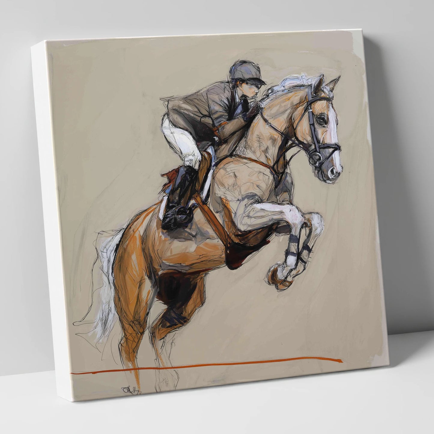 Moment of Flight show jumping horse canvas wall art