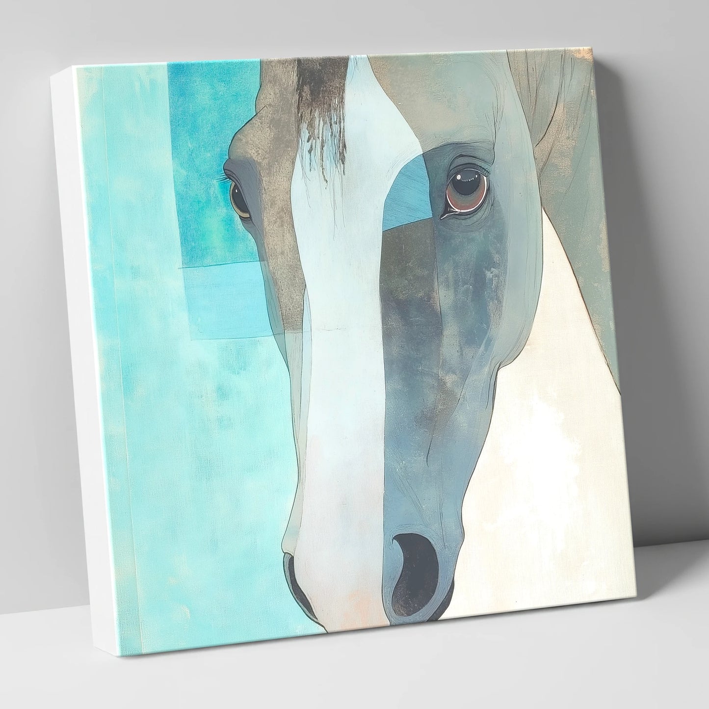 Modern Grey Gaze horse portrait canvas wall art