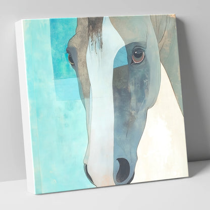 Modern Grey Gaze horse portrait canvas wall art