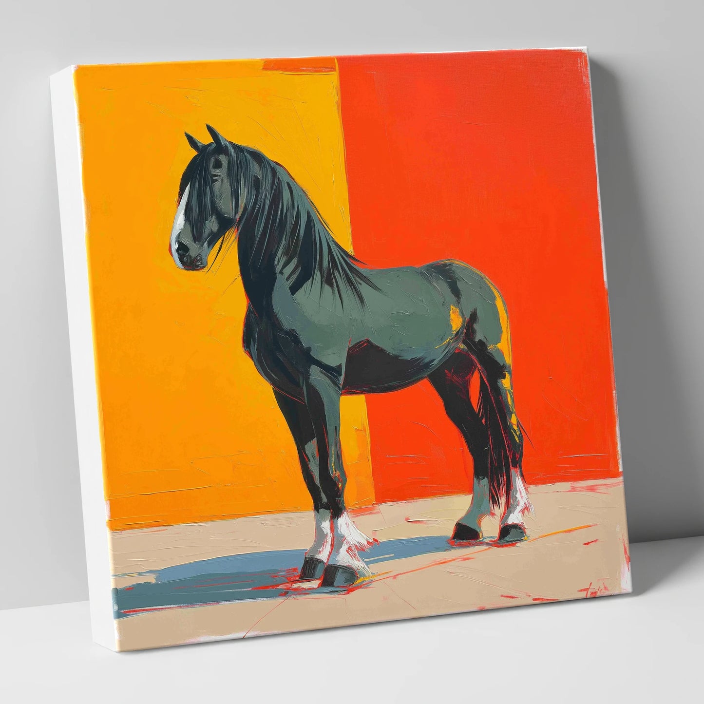 Vibrant Shire Portrait horse breed canvas wall art