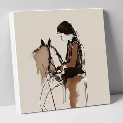Silent Dialogue horse & rider canvas wall art