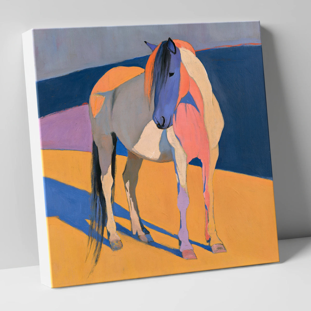 Vibrant Colour Block Standing Horse horse breed canvas wall art