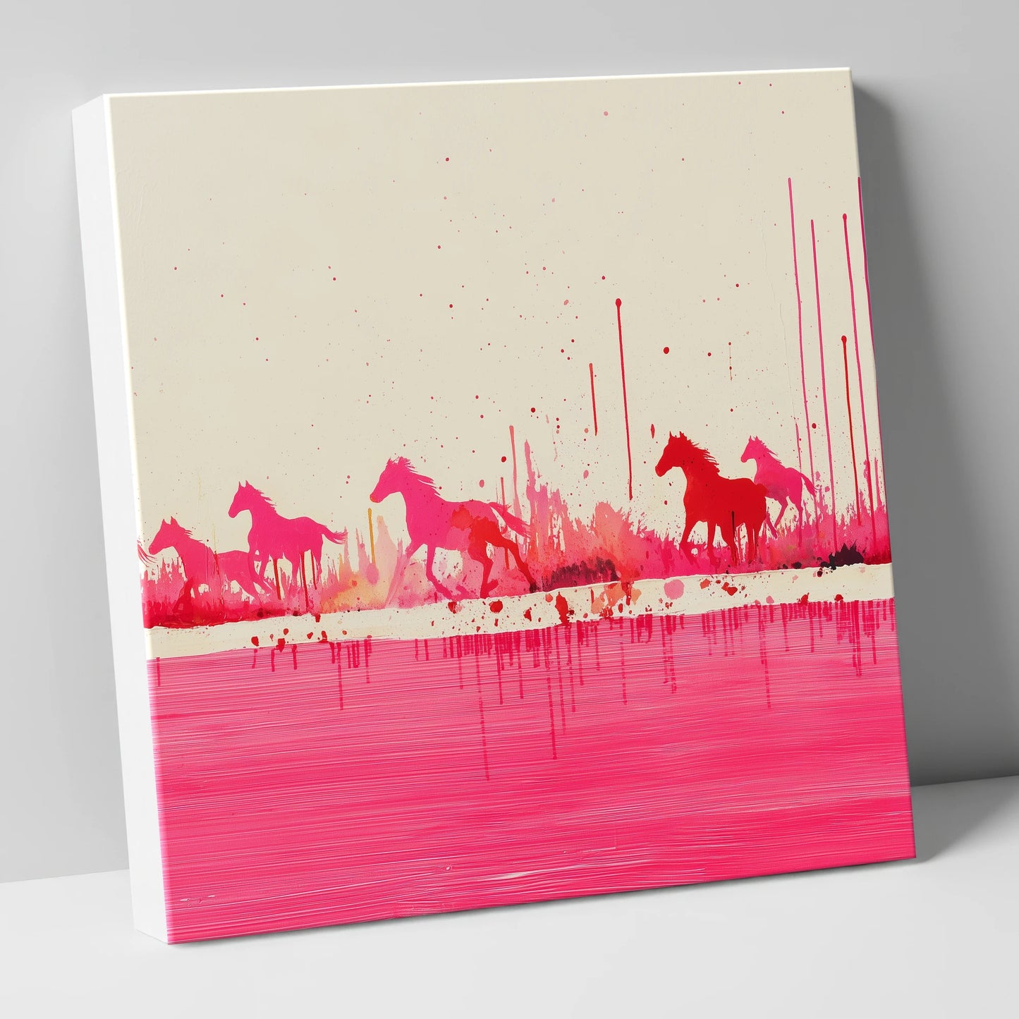 Crimson Gallop wild horses canvas wall art
