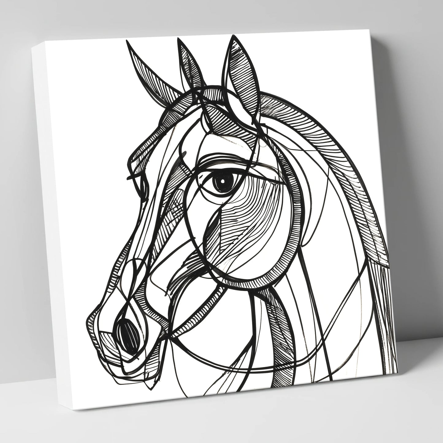 Bold Linear Equine horse portrait canvas wall art