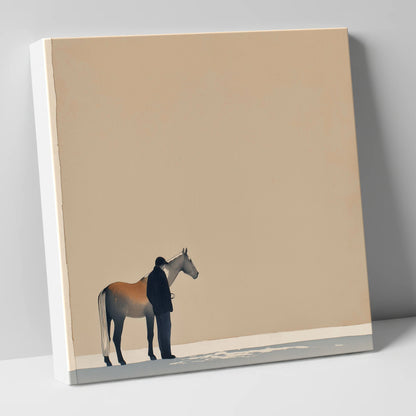 Stillness Together horse & rider canvas wall art