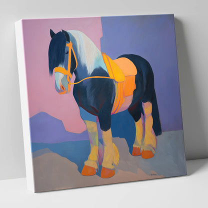 Vibrant Painted Cob horse breed canvas wall art
