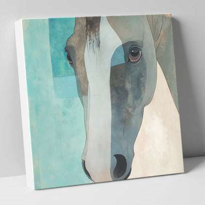Modern Grey Gaze horse portrait canvas wall art