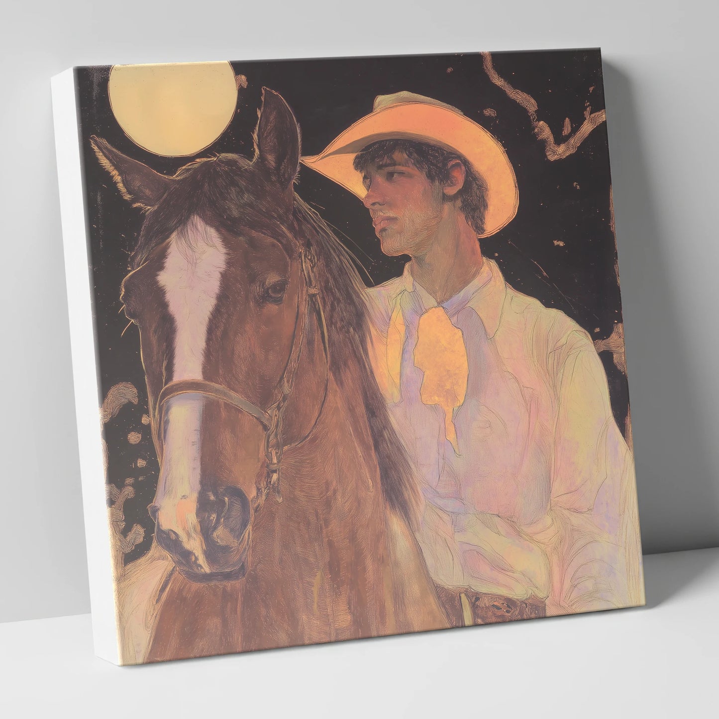 Under the Prairie Moon western horse canvas wall art