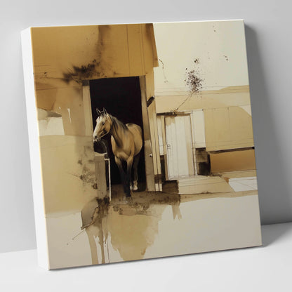 Sepia Stable Threshold horse stable canvas wall art