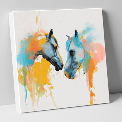 Spirited Bond horse portrait canvas wall art