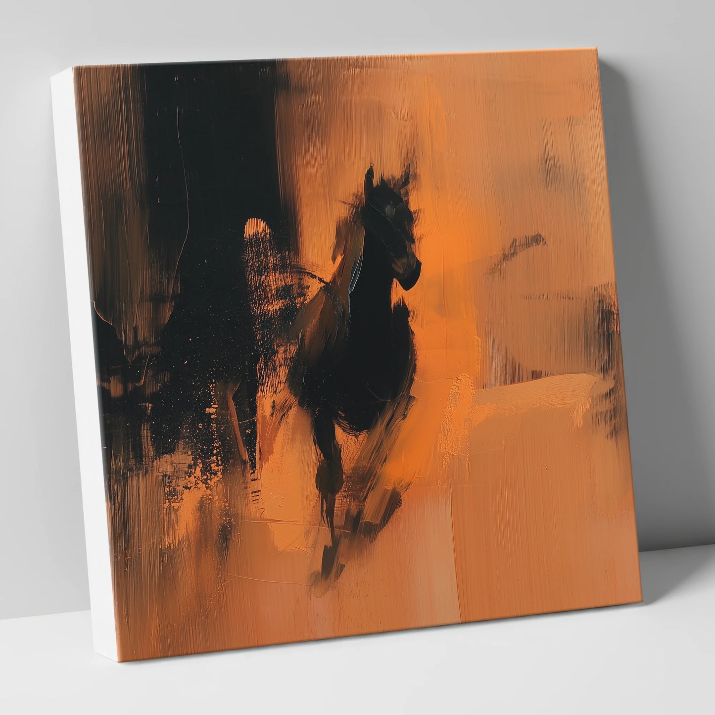 Shadow and Ember horse portrait canvas wall art