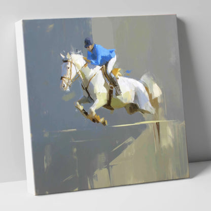 Suspension in Slate show jumping horse canvas wall art