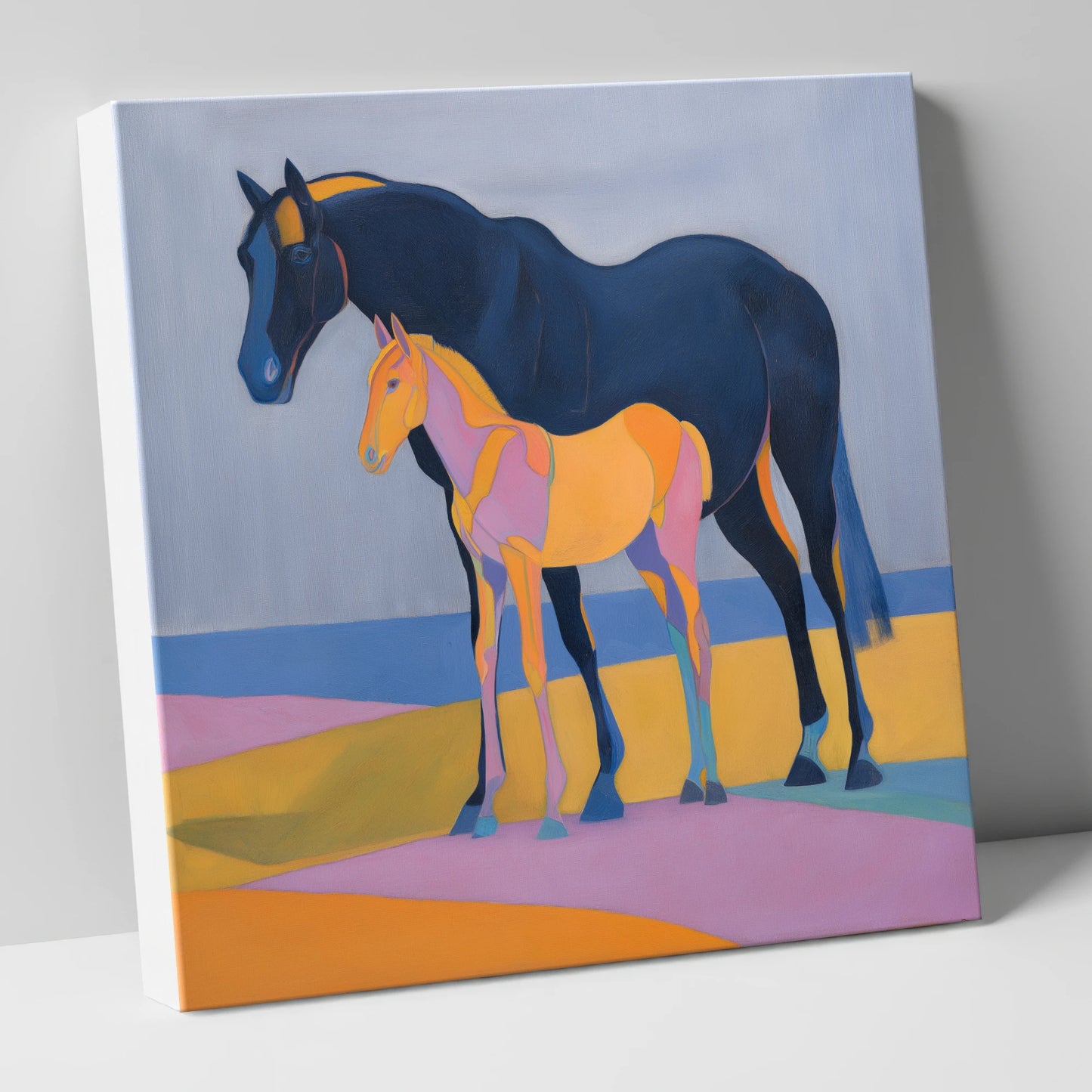 Midnight Mare Radiant Foal mare & foal canvas wall art