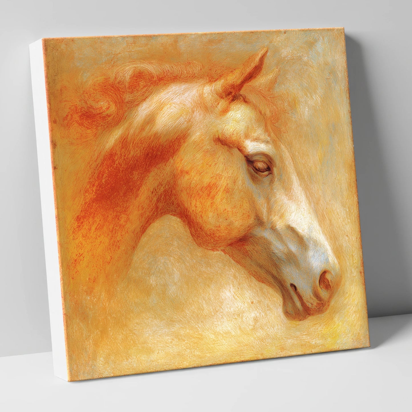 Ethereal Golden Profile racing horse canvas wall art