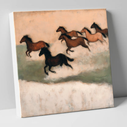Silhouettes in the Dust wild horses canvas wall art