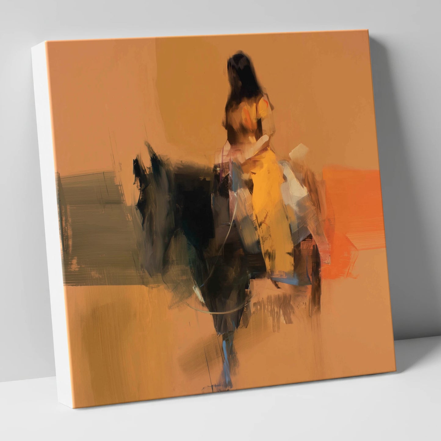 Ochre Rider horse & rider canvas wall art