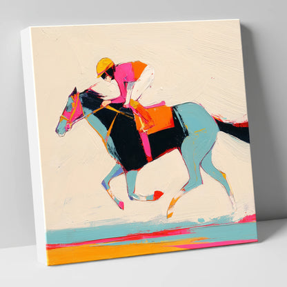 Technicolour Gallop racing horse canvas wall art