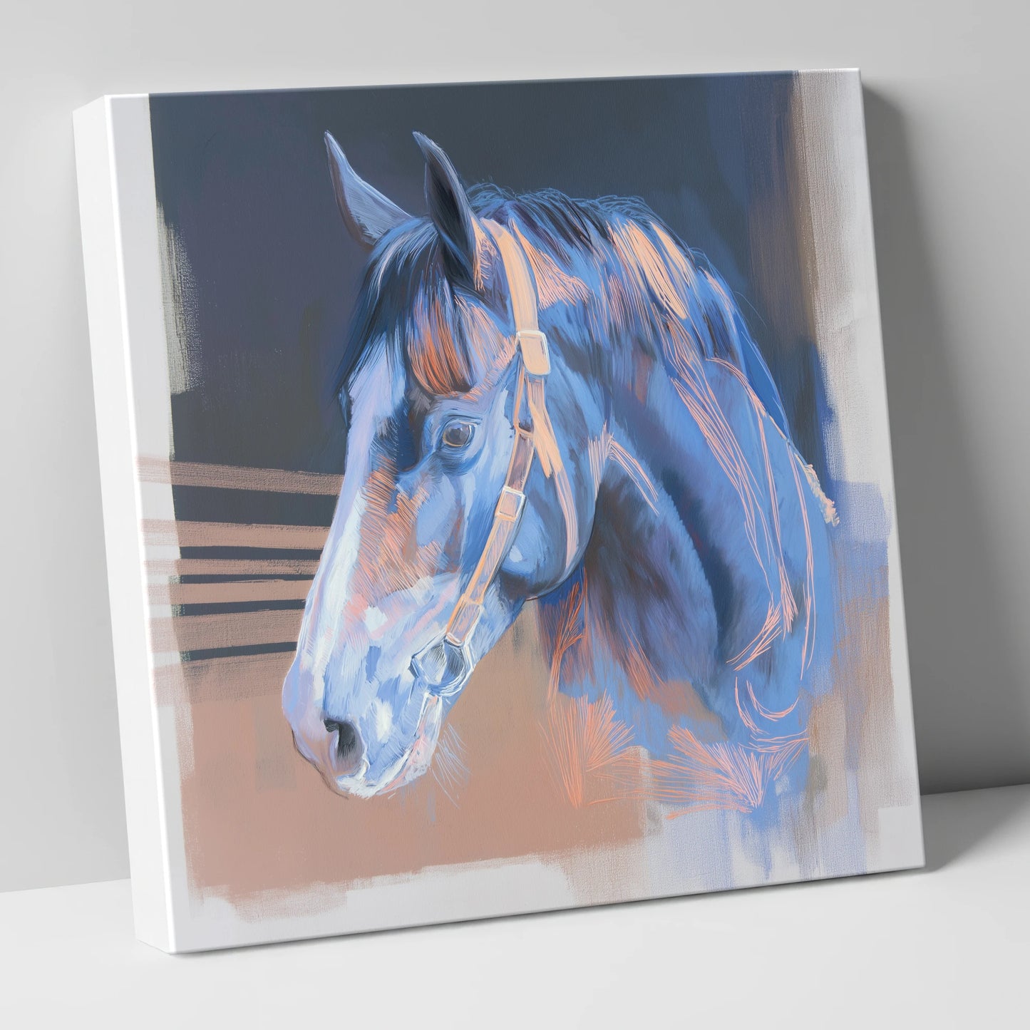 Serene Blue Profile horse portrait canvas wall art