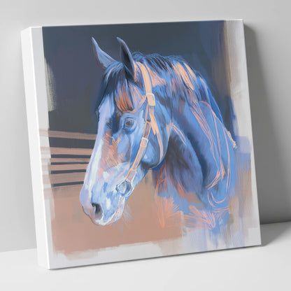 Serene Blue Profile horse portrait canvas wall art