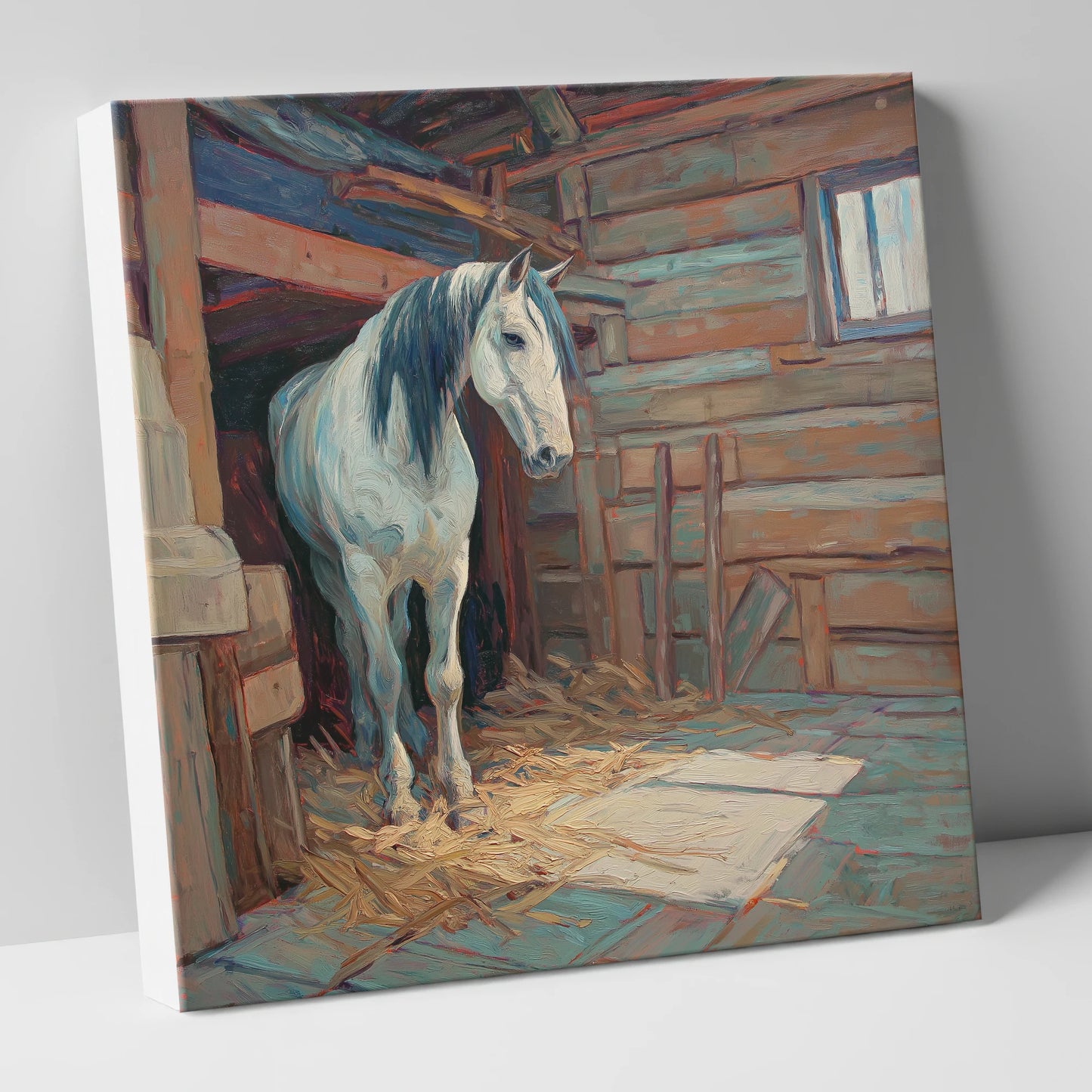 Peaceful Stable Morning horse stable canvas wall art