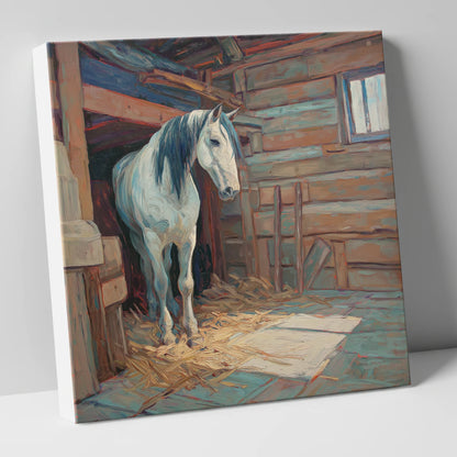 Peaceful Stable Morning horse stable canvas wall art