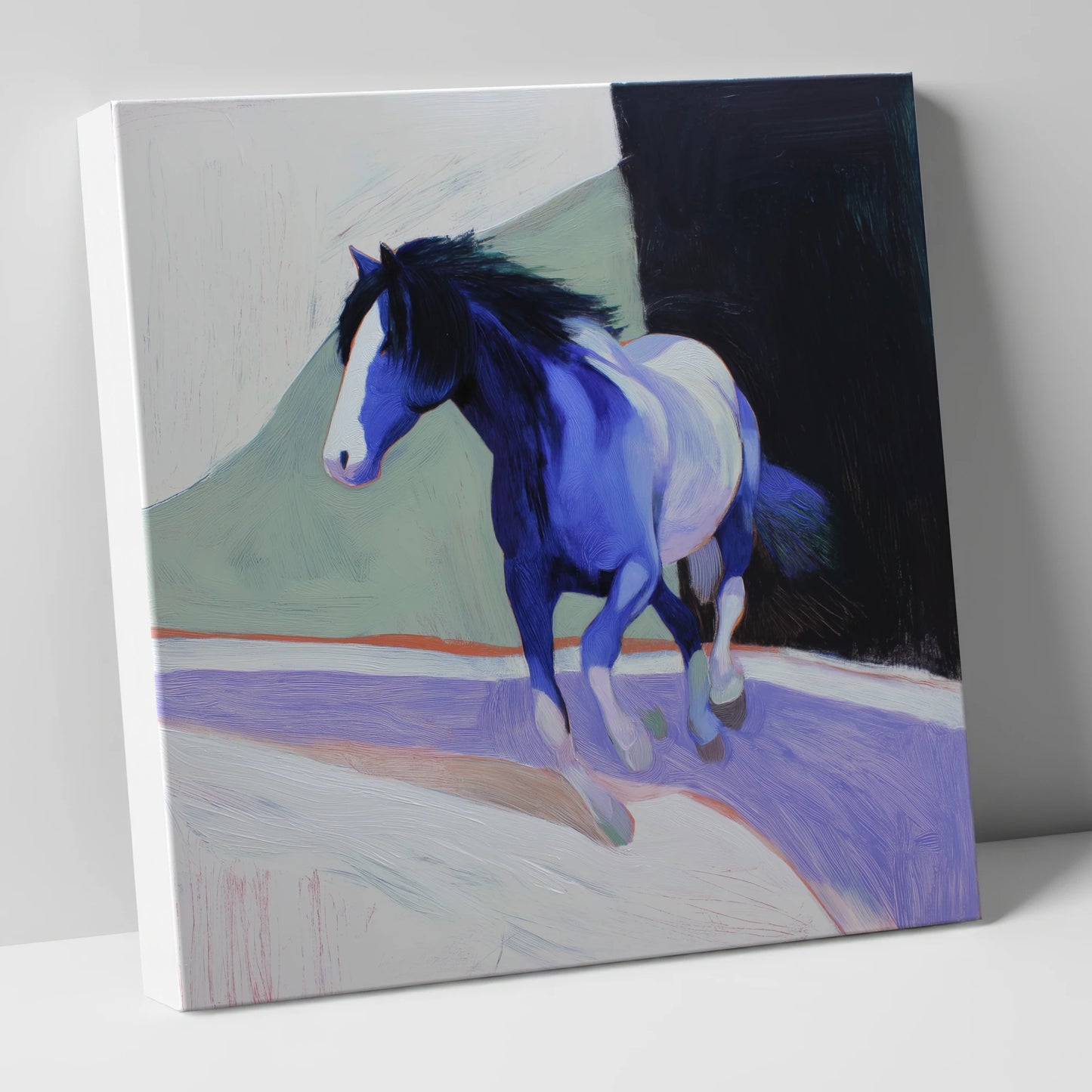 The Cobalt Stride horse portrait canvas wall art