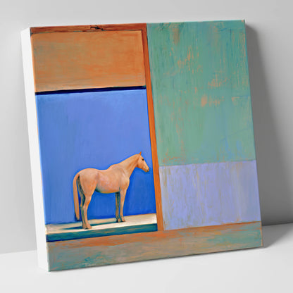 Cobalt Stable Light horse stable canvas wall art