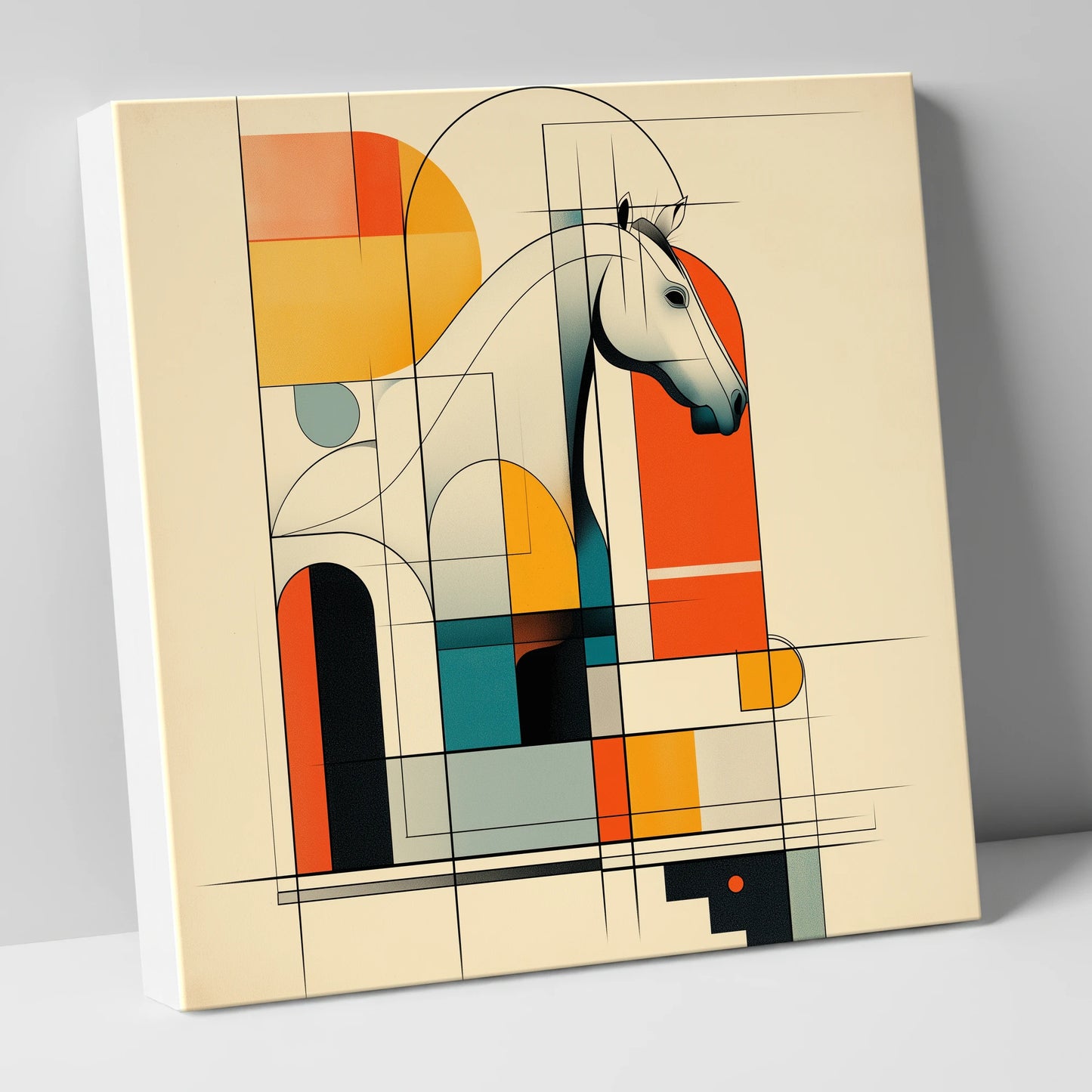 Architectural Equine Profile horse stable canvas wall art
