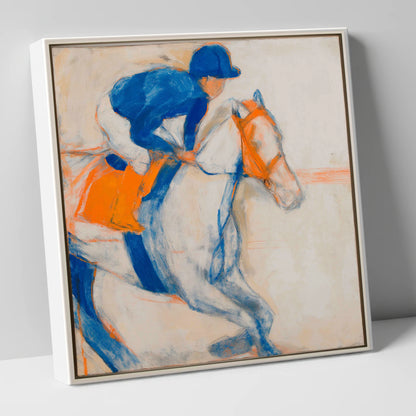 Bold Ultramarine Gallop racing horse canvas wall art