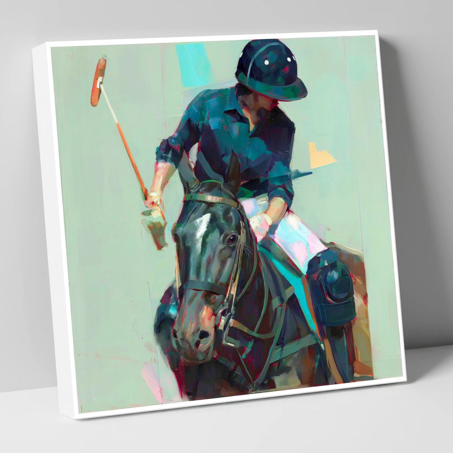 The Decisive Strike polo horse canvas wall art