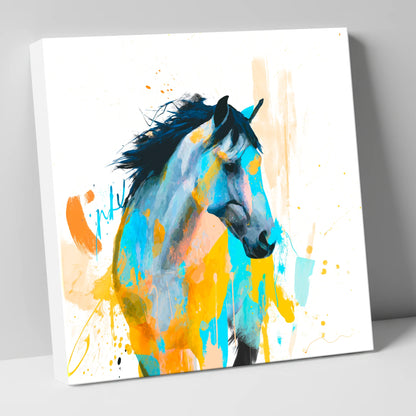 Teal and Amber Splendour horse portrait canvas wall art