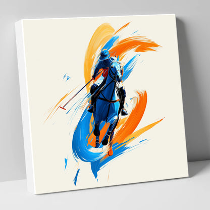 The Indigo Strike polo horse canvas wall art