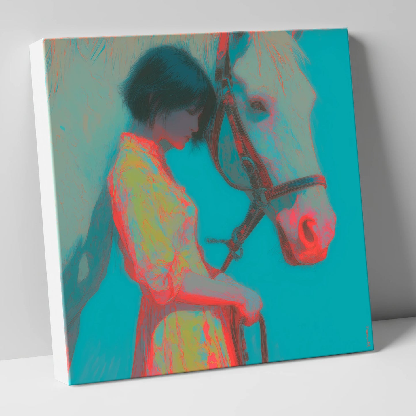 Electric Bond horse & rider canvas wall art