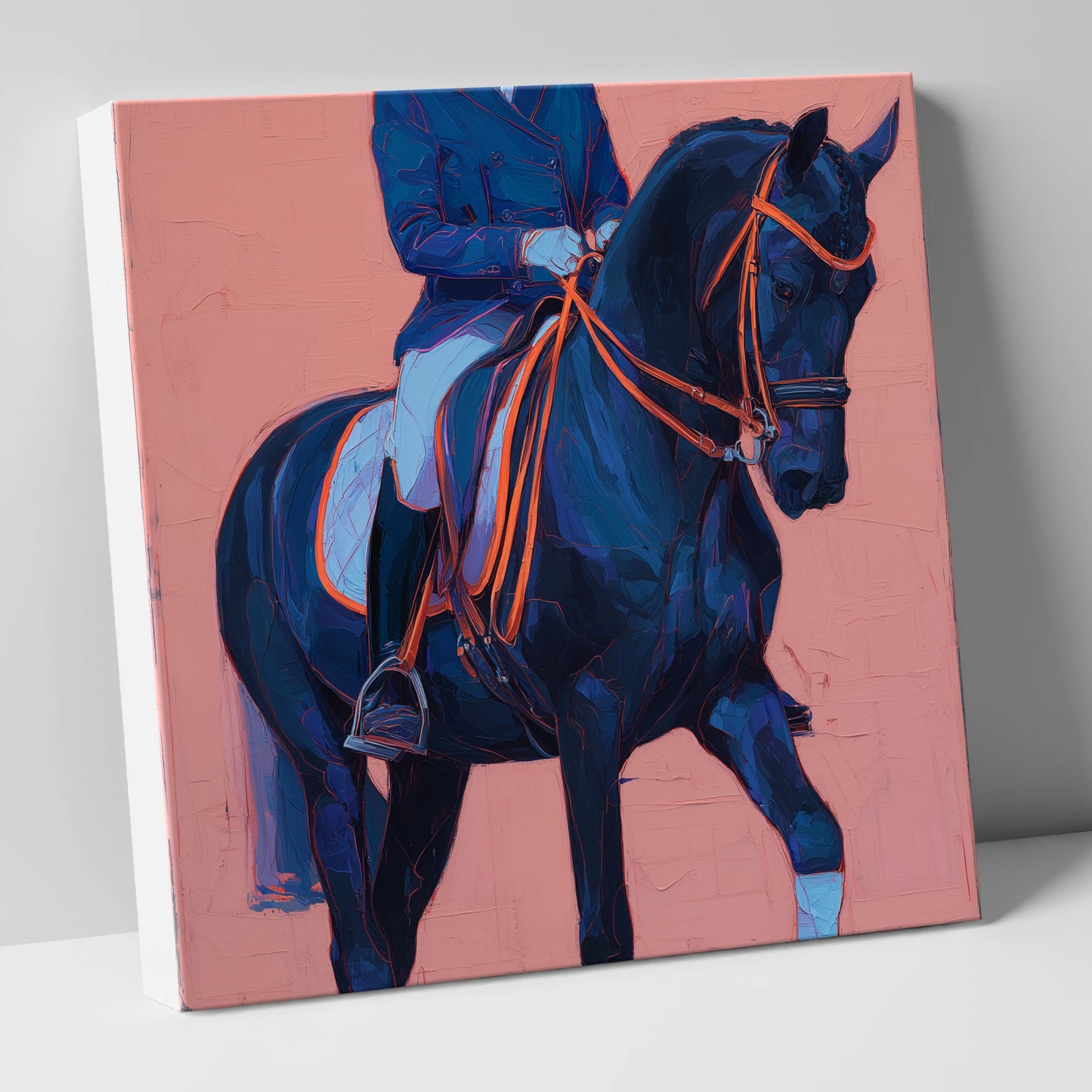 Indigo Dressage Rhythm dressage horse canvas wall art