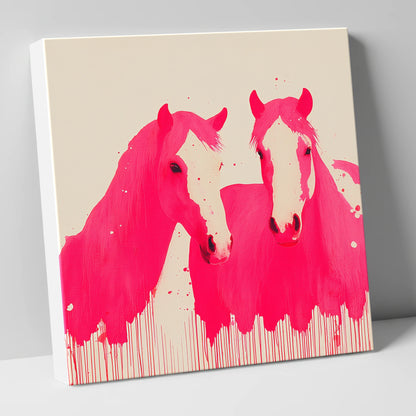 Vivid Magenta Pair horse landscape canvas wall art