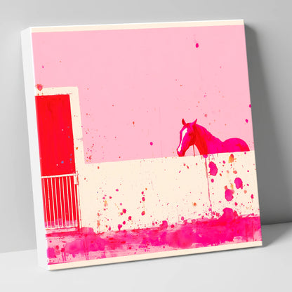 Crimson Doorway horse stable canvas wall art