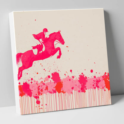 Magenta Flight show jumping horse canvas wall art