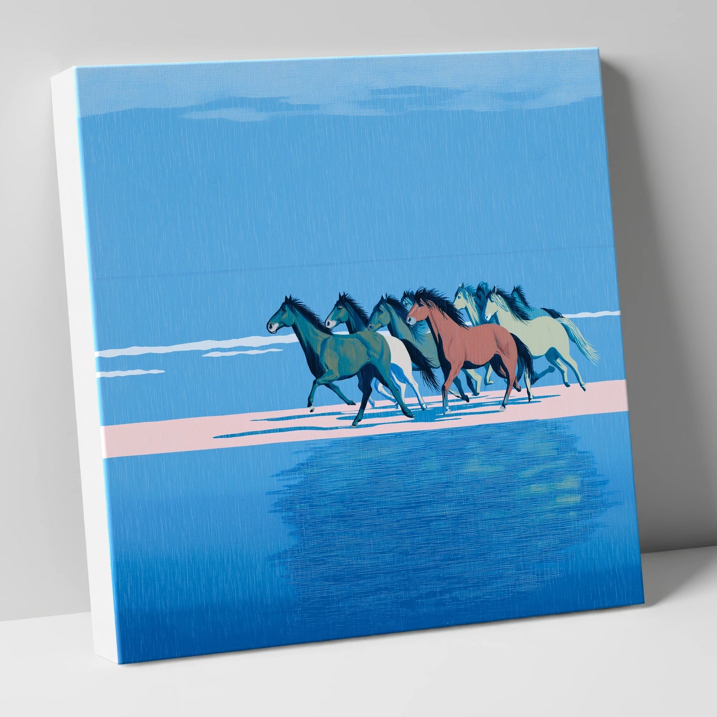 Coastal Canter wild horses canvas wall art