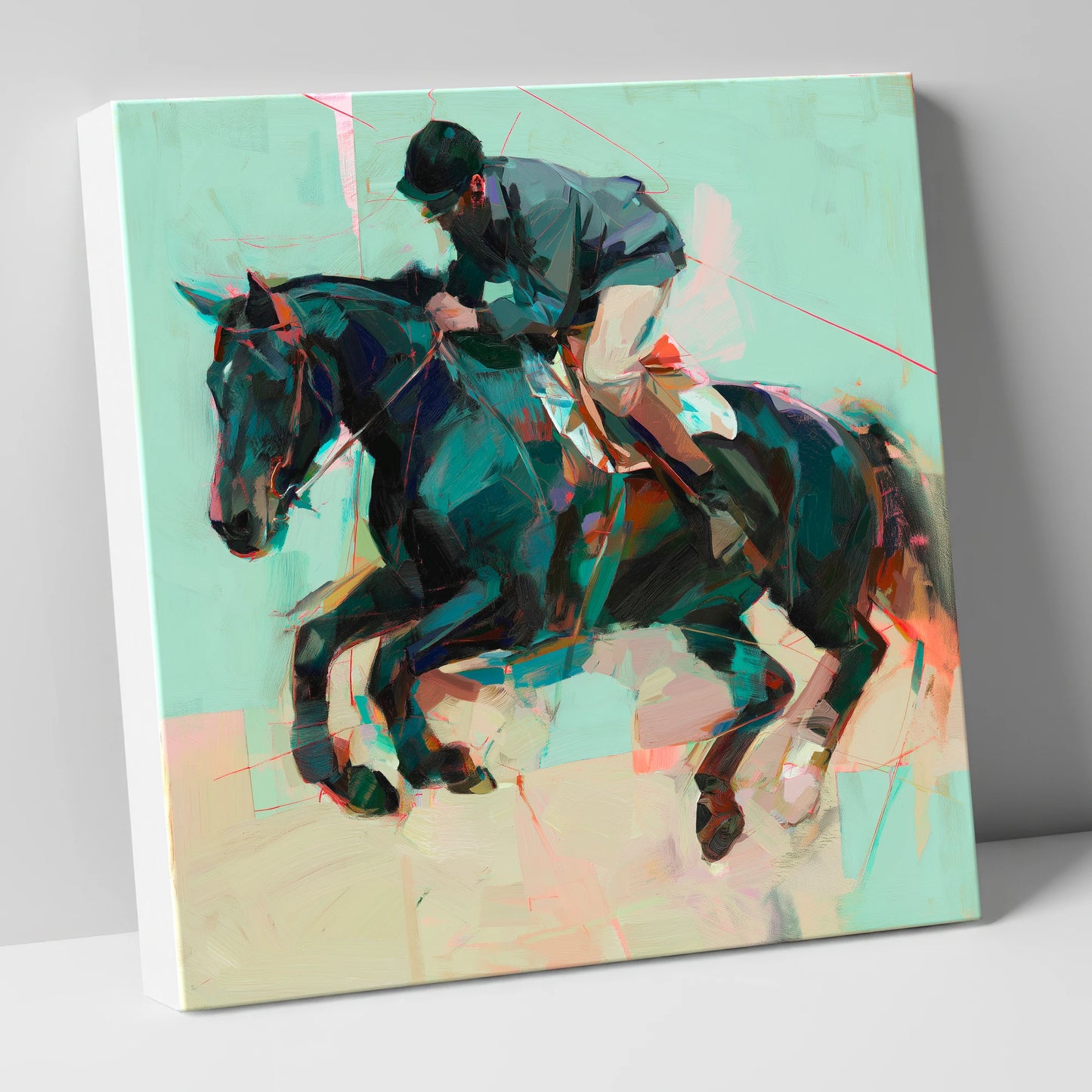 Modern Showjumper show jumping horse canvas wall art