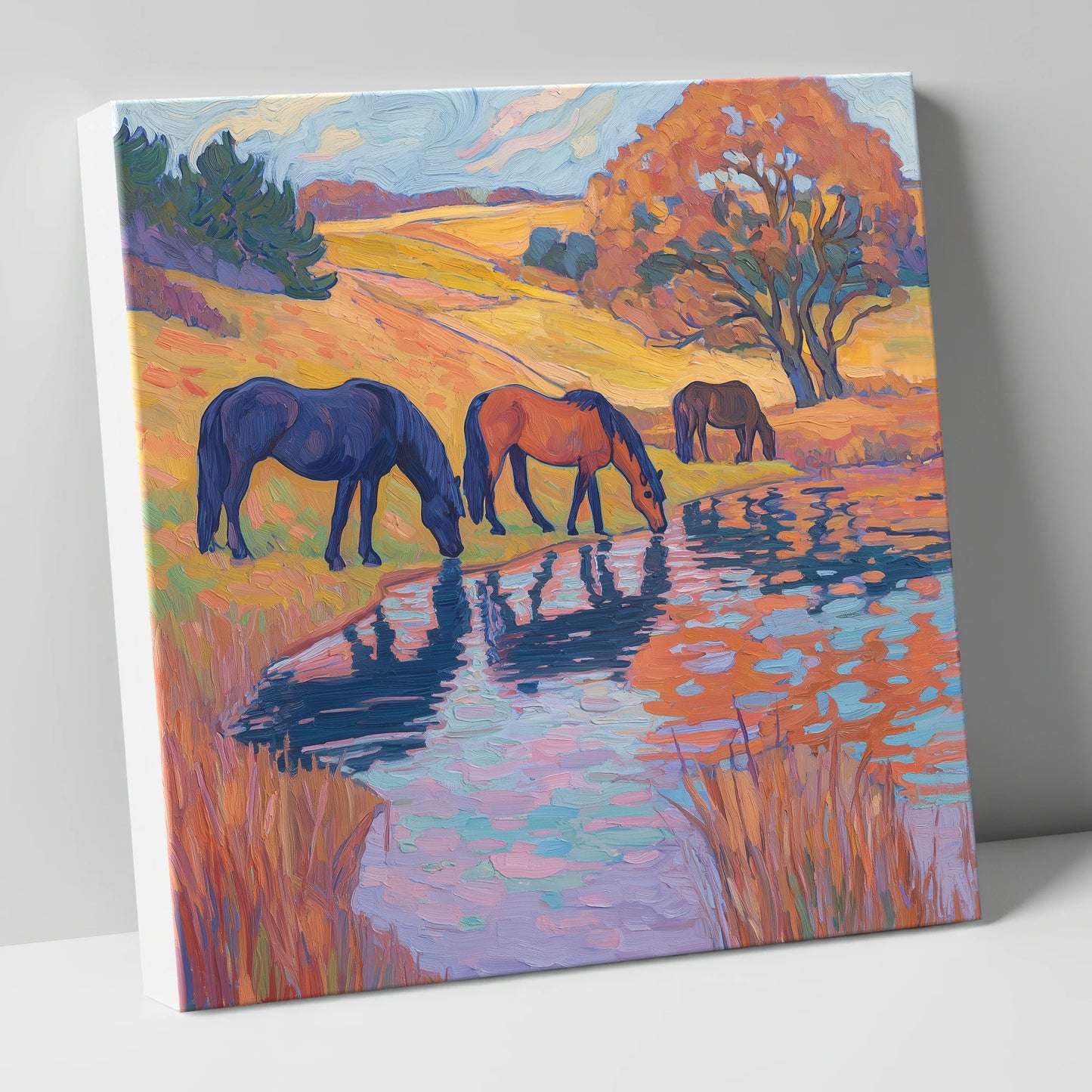 Painted Pasture Reflections horse landscape canvas wall art