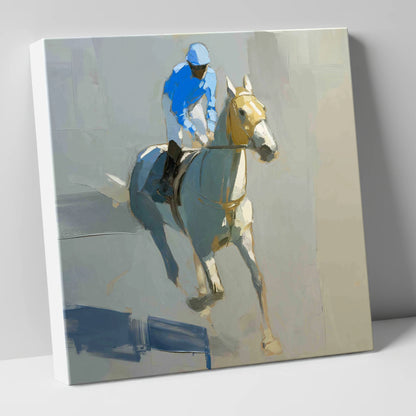 The Blue Silk Focus racing horse canvas wall art
