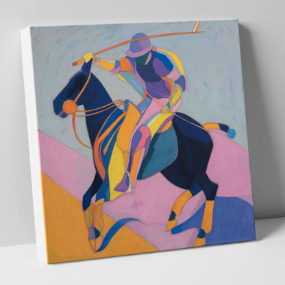 Vibrant Polo Strike polo horse canvas wall art