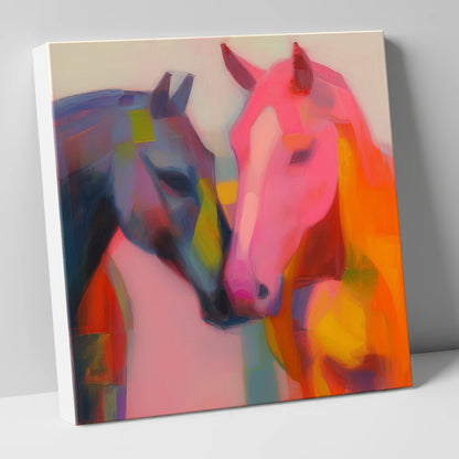 Vibrant Companions horse portrait canvas wall art