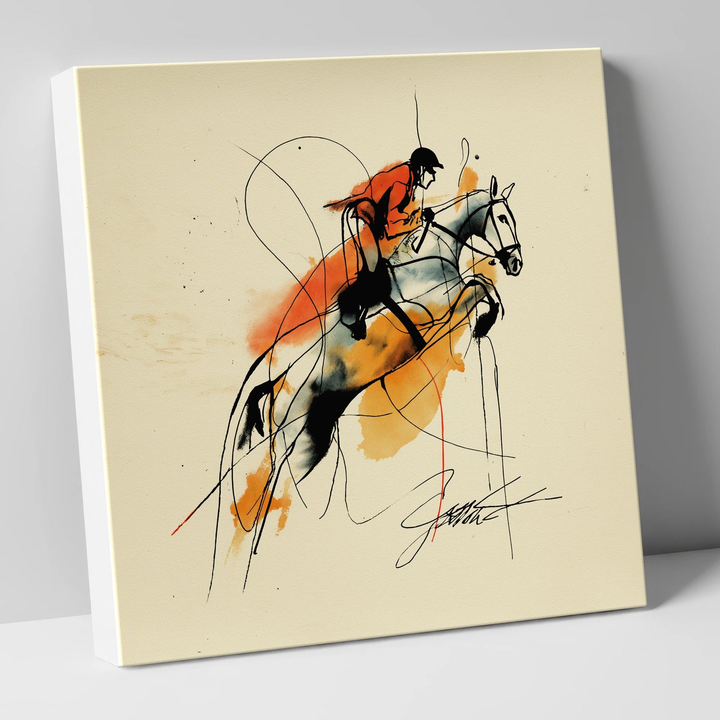 Suspended in Amber show jumping horse canvas wall art
