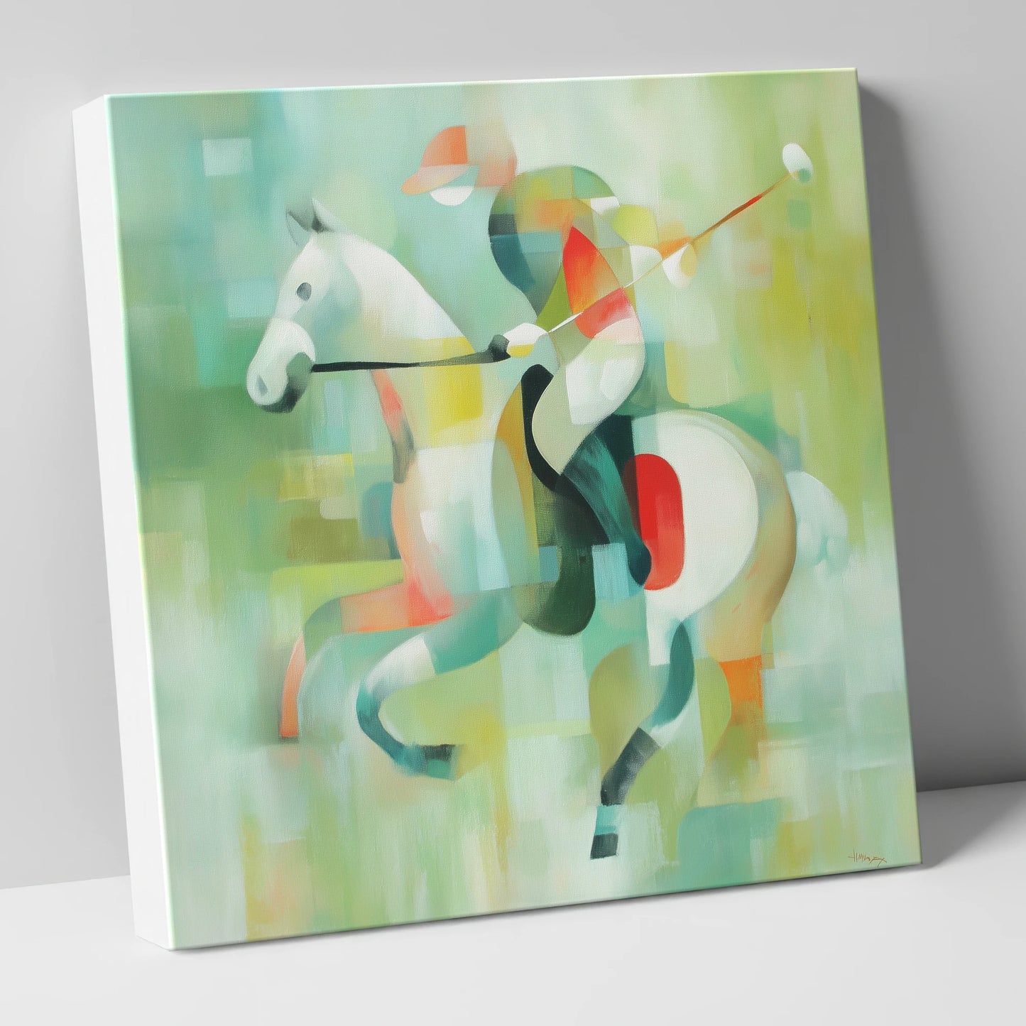 Abstract Polo Canter polo horse canvas wall art
